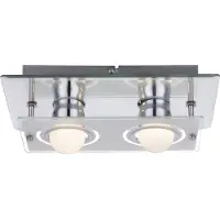 Globo Wandlamp badkamer, ganglamp, wandlamp chroom, wandlamp glas woonkamer, spiegelend, 2x LED 4W 350 lm warmwit, LxBxD 27x16x9 cm