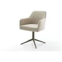DELIFE Draaistoel Greg-Flex geweven stof beige kruispoot afwerking met titanium 360° draaibaar rocker-functie pocketveer kern