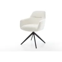 DELIFE Draaistoel Pejo-Flex bouclé zacht beige kruisframe breed zwart 360° draaibaar rocker-functie pocketveer kern
