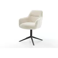 DELIFE Draaistoel Pejo-Flex pluchen crème-wit kruispoot zwart 360° draaibaar rocker-functie pocketveer kern