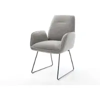 DELIFE Eetkamerstoel Zoa-Flex zachte stof met structuur grijs slipframe zwart pocketveer kern