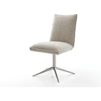 DELIFE Draaistoel Lelio-Flex geweven stof beige kruispoot roestvrij staal 360° draaibaar rocker-functie pocketveer kern