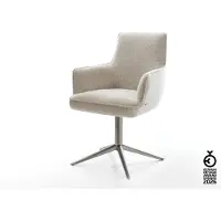 DELIFE Draaistoel Heira-Flex met armleuning geweven stof beige kruispoot grafiet 360° draaibaar rocker-functie pocketveer kern