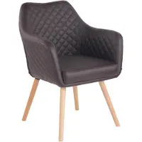 CLP Essstoel Gent, bekleding van kunstleer met comfortabele vulling in de zitting, rugleuning en armleuningen, donkerbruin. Frame: naturel