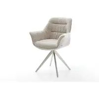 DELIFE Draaistoel Kaira-Flex geweven stof beige kruisframe hoekig roestvrij staal 180° draaibaar