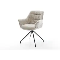 DELIFE Eetkamerstoel Kaira-Flex geweven stof beige kruisframe conisch zwart