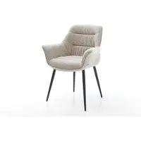 DELIFE Eetkamerstoel Kaira-Flex geweven stof beige 4-poot conisch zwart