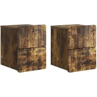 vidaXL Muurbevestigde Nachttafel 2 st Gerookt eiken 33 x 34,5 x 43 cm
