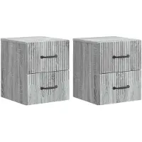 vidaXL Muurbevestigde Nachttafel 2 st Grijs sonoma 34,5 x 33 x 40 cm