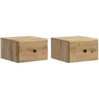 vidaXL Muurbevestigde Nachttafel 2 st Artisanaal eiken