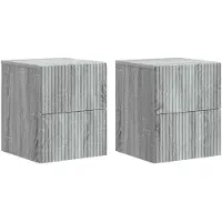 vidaXL Muurbevestigde Nachttafel 2 pcs Grijs sonoma 33 x 34,5 x 40 cm