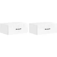vidaXL Muurbevestigde Nachttafel 2 st Hoogglans Wit 49 x 34,5 x 20 cm