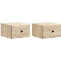 vidaXL Muurbevestigde Nachttafel 2 pcs Sonoma Eiken 34,5 x 33 x 20 cm