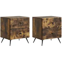 vidaXL Nachtkastje 2 st Gerookt eiken 43 x 34,5 x 47,5 cm Bewerkt hout