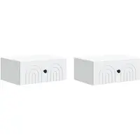 vidaXL Muurbevestigde Nachttafel met lade 2 pcs Wit 49 x 34,5 x 20 cm