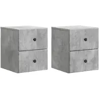 vidaXL Muurbevestigde Nachttafel 2 st Betongrijs 34,5 x 33 x 40 cm