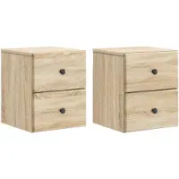 vidaXL Muurbevestigde Nachttafel 2 st Sonoma Eiken 34,5 x 33 x 40 cm