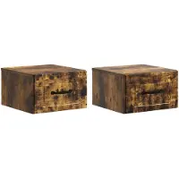 vidaXL Muurbevestigde Nachttafel 2 st Gerookt eiken 34,5 x 33 x 20 cm