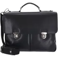 Leonhard heyden Leren aktetas business tas met laptopvak Roma Aktenmappe 3 Fächer 5364 Schwarz zwart