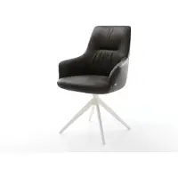 DELIFE Draaistoel Zelia-Flex met armleuning microvelours antraciet vintage kruisframe breed wit 360° draaibaar rocker-functie pocketveer kern