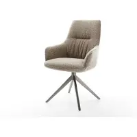 DELIFE Draaistoel Zelia-Flex met armleuning bouclé mud kruisframe breed grafiet 360° draaibaar rocker-functie pocketveer kern