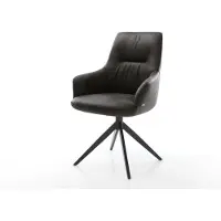 DELIFE Draaistoel Zelia-Flex met armleuning microvelours antraciet vintage kruisframe breed zwart 360° draaibaar rocker-functie pocketveer kern