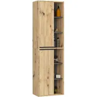 Akord Hangende Badkamerkast Kolomkast VAMI W50 met 2 Deuren en 10 Planken / Artisan Eik - Grafietgrijs / Furniture Factory / 50x170x30 cm