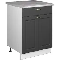 Vicco Onderkast voor spoelbak/kookplaat Fame-Line, Anthrazit-Gold Landhaus/Wit, 60 cm met lade, WB Marmer