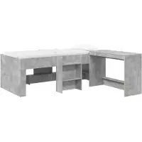 vidaXL Kinderhoogslaper met bureau Betongrijs 75 x 190 cm Bewerkt hout