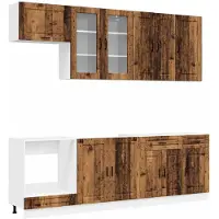 vidaXL Keukenblok PORTO 8 st Oud hout Bewerkt hout