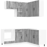 vidaXL Keukenblok LUCCA 8 st Grijs Sonoma Bewerkt hout