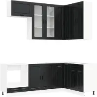 vidaXL Keukenblok PORTO 8 pcs Zwart Bewerkt hout