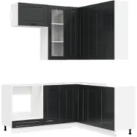 vidaXL Keukenblok PORTO 8 pcs Zwart Bewerkt hout