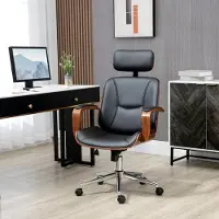HAUSS SPOLE Ergonomische Bureaustoel Met Hoge Rugleuning En Afneembare Hoofdsteun Voor Thuiswerk Kunstleer Zwart