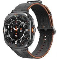 Strap-it siliconen sport bandje geschikt voor Samsung Galaxy Watch Ultra 2 (2026) / Ultra (2024/2025) - donkergrijs/oranje