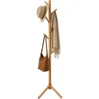 Relaxdays , garderobekast, 8 haken, modulaire kledingrek, tot 175 cm hoog, geschikt voor hal en kantoor, gemaakt van beuken hout, naturel kleur