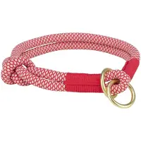 Trixie SOFT ROPE HALSBAND HOND HALF-SLIP ROOD / CREME 55X1 CM