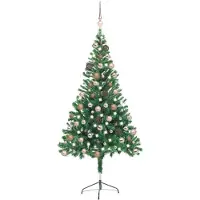 vidaXL Kunstkerstboom met verlichting en kerstballen 380 takken 150 cm