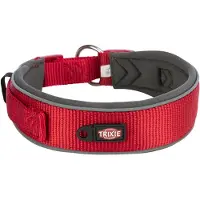 Trixie PREMIUM HALSBAND HOND EXTRA BREED ROOD / GRAFIET GRIJS 40-48X4 CM