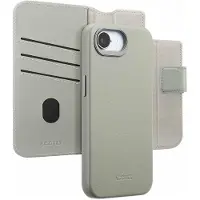 Accezz Leather Bookcase 2-in-1 met MagSafe voor de Apple iPhone 17e / 16e - Light Grey