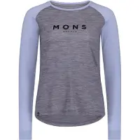 Mons Royale - Dames wandel- en bergkleding - Icon Merino Raglan LS W Grey Heather/Skyline voor Dames van Wol - Maat M - Paars