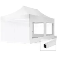 TOOLPORT 3x6 m Easy up partytent, ECONOMY staal 30mm met zijwanden (panorama), wit