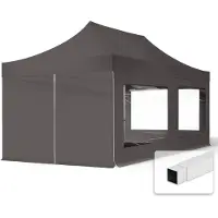 TOOLPORT 3x6 m Easy up partytent, ECONOMY staal 30mm met zijwanden (panorama), donkergrijs