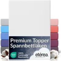 Etérea Himmlische Qualität etérea Extra Jersey Hoeslaken 90x200 - 100x220 cm - Topper 10 cm - Oekotex - 100% katoen - Wit