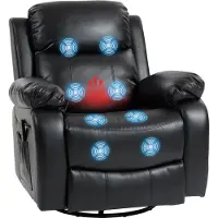 HOMCOM Massage Relaxstoel-Kunstleer, Metaal-98L x 92B x 100H cm-Zwart