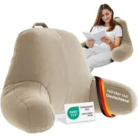 Aktivshop Leeskussen – Rugsteunkussen met Armsteunen & Afneembare Nekrol - Hoofd- Nek- & Rugondersteuning, creme - zonder nekrol