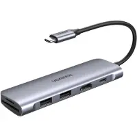 UGREEN Hub Adapter 6In1 Usb-C Voor Computers 2X Usb 3.0 Hdmi Sd Microsd 100W