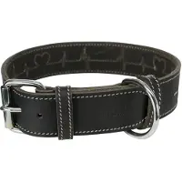 Trixie rustic vetleer halsband hond heartbeat zwart - 34-40x3 cm