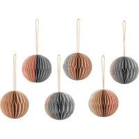 Broste Copenhagen Ball kerstbal honeycomb Ø5 cm 6-delig Multi/beige
