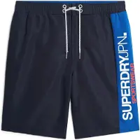 Superdry Gerecyclede Sportswear Boardshort met Logo - 48 cm Blauw Grootte: M